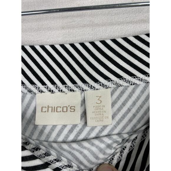 Chico's Maxi Skirt Sz 3 US XL 16 Black White Stripe Pull On Rayon Stretch Comfy - Picture 2 of 7